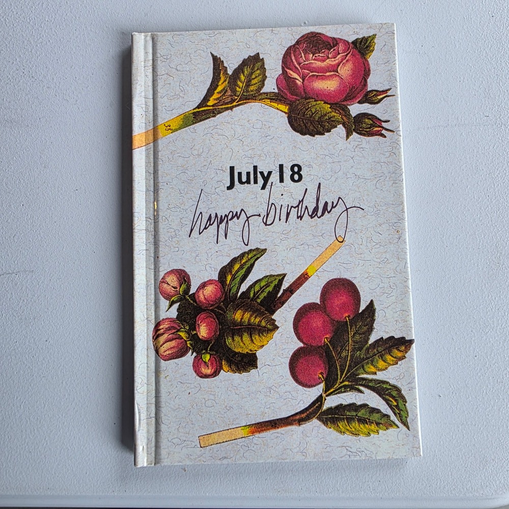 July 18 Happy Birthday Book Natalis Press Vintage 1993 Hardcover Floral